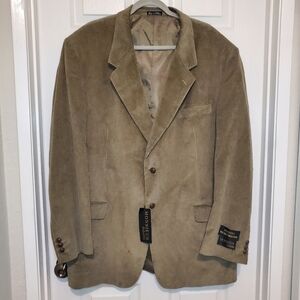 Monsieur Adolfo Mens 48L Suit Jacket Blazer Brown Corduroy 2 Button